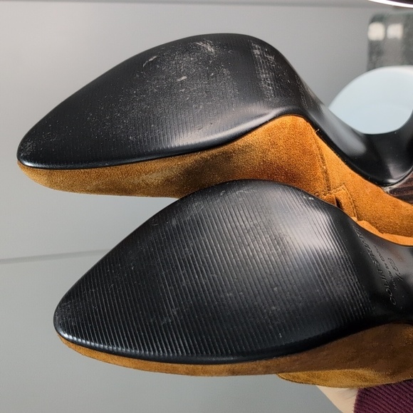 Colin Stuart Tan Heeled Suede leather booties size 7.5 4" heel - Picture 11 of 14